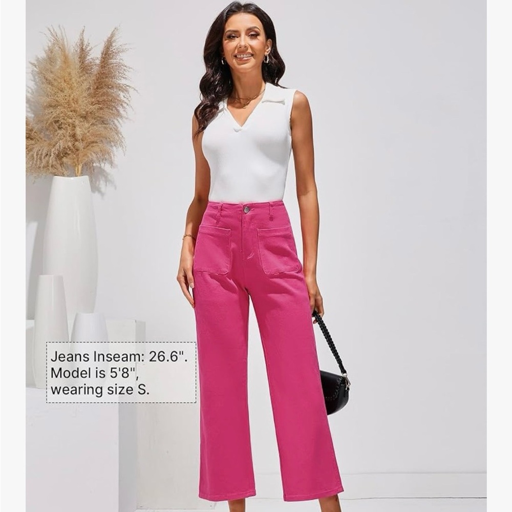 Stylish Pink Wide-Leg Jeans